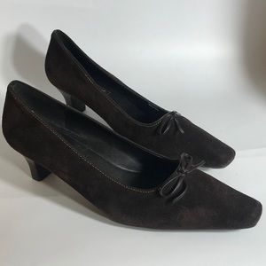 ECCO Womens Kitten Heels Size 38 Suede Brown